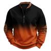 Men's Casual, Trendy, Retro Gradient Printed Round-neck Long-sleeved Half-pull One-piece Sweatshirt