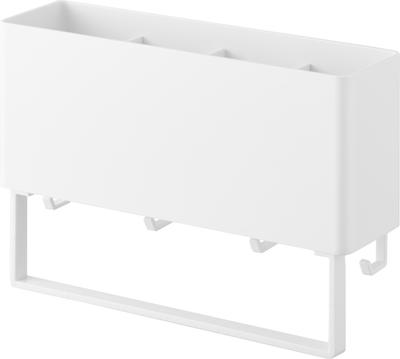 Yamazaki Magnetische Aufbewahrung mit Handtuch x x Telleraufbewahrung 1558 Box, Breit, Stange, Weiß, B24,5 T7,2 H10,5cm, Korb,