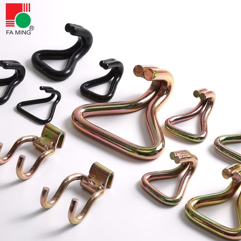 Dual Row Steel Hook with Hot Plastic Coating for Cargo Binding, Zinc-Plated Tow, Iron, Lifting Hooks for Truck Trailers.