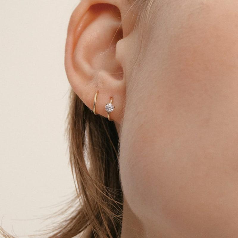 LUNNE 14k 1-Part Wrap Diamond Loop Single Earrings (14k Gold) #LDIAE03