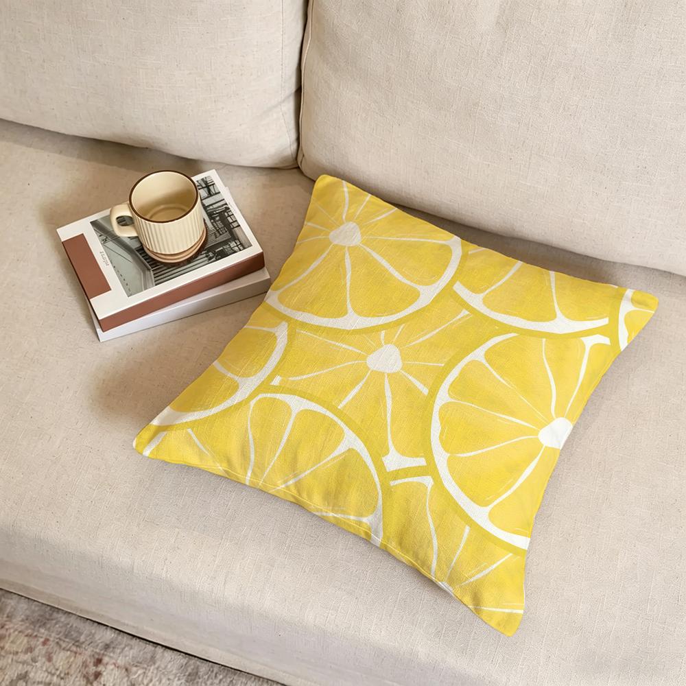 Y-Yellow Lemon Cushion Cover Fabric Soft Furnishing,Pillowcase, Cushion Cover, Sofa Pillow, Home Decoration