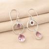 Natural Morganite Gemstone 925 Sterling Silver Jewelry Handcrafted Earrings 2.0" EE-140-2