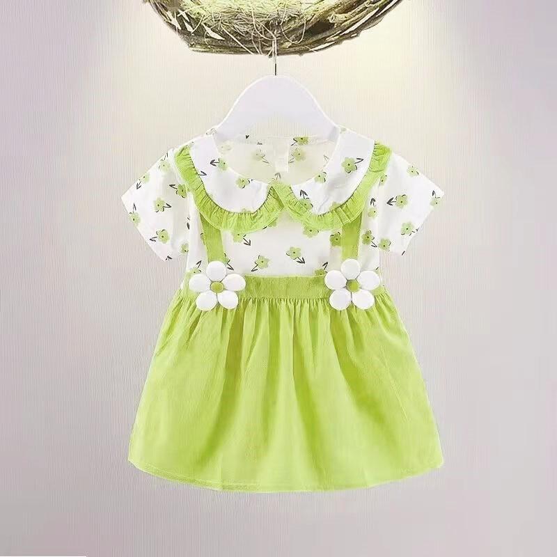 Korean Style Summer Princess Dress for Toddler Girls - Cotton Print Short Sleeve
