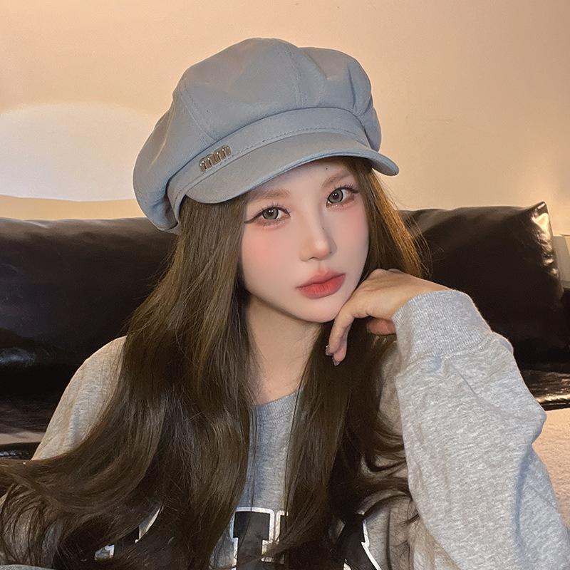 Fashion Hat Women's Octagonal Hat Spring and Autumn Korean Version Versatile Newspaper Bee Hat Fashionable Autumn and Winter Beret Men