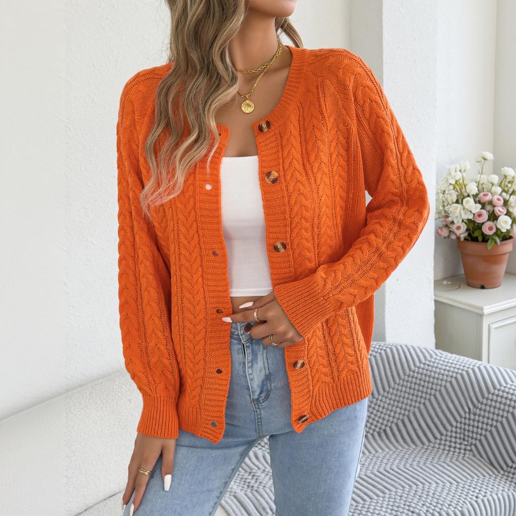 Women's Button-Up Cardigan, Long Sleeve, Color, Short Length