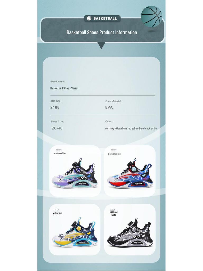 Spring 2025 Waterproof Leather Boys' Basketball Shoes for Kids - Wear-Resistant Trendy Running Shoes