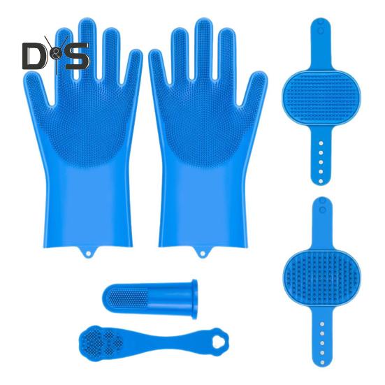 

6 шт./компл. набор для купания собак, перчатки для мытья собак, щетка для ванны, набор зубных щеток, шампунь, принадлежности для душа для купания собак и кошек 1 Set