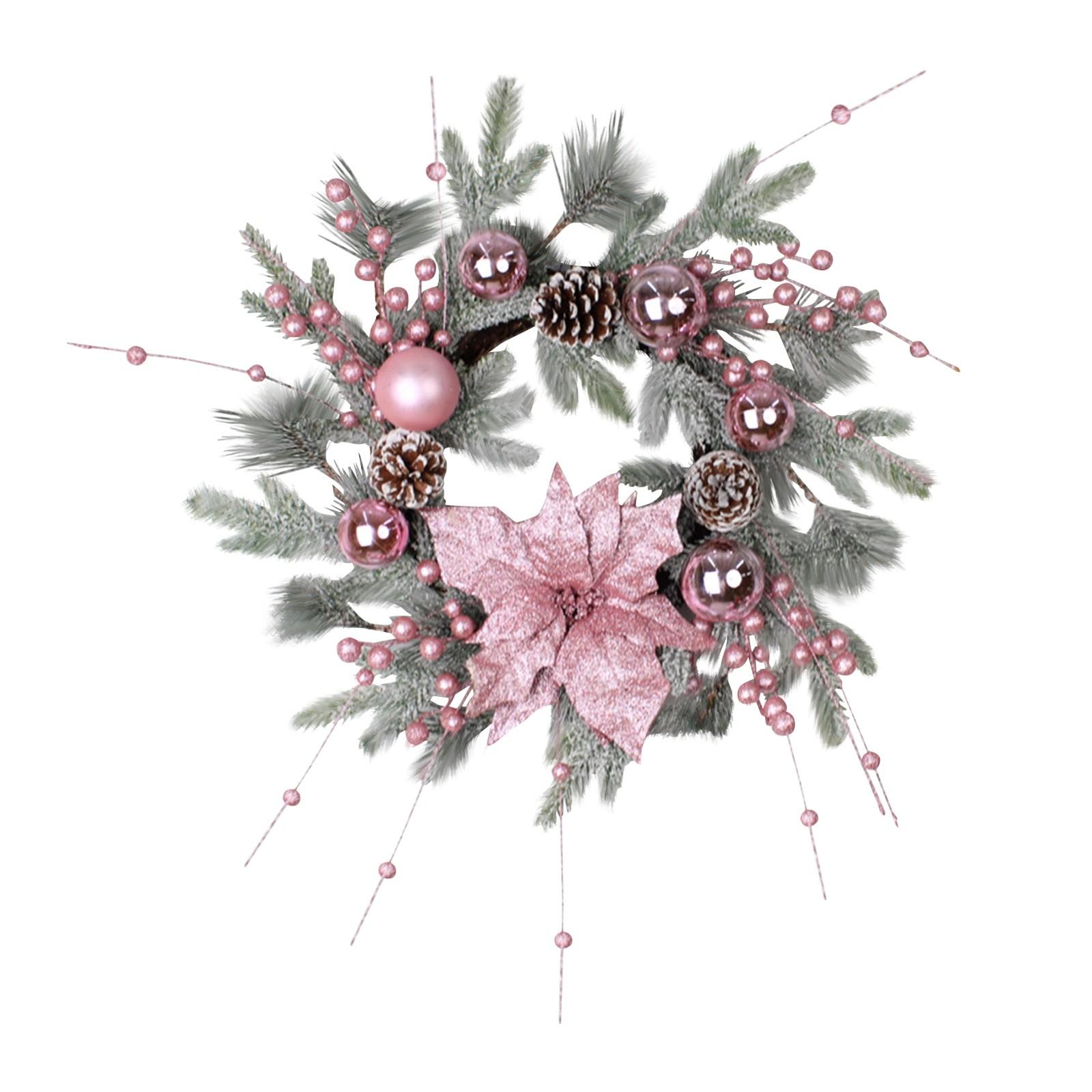 

Рождественский 3D венок, великолепный венок из пуансеттии, гирлянда с шарообразными украшениями для украшения входной двери 50 см