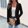 New Spring and Autumn Women's Elegant Beaded Long-sleeved Casual Knitted Cardigan Jacket