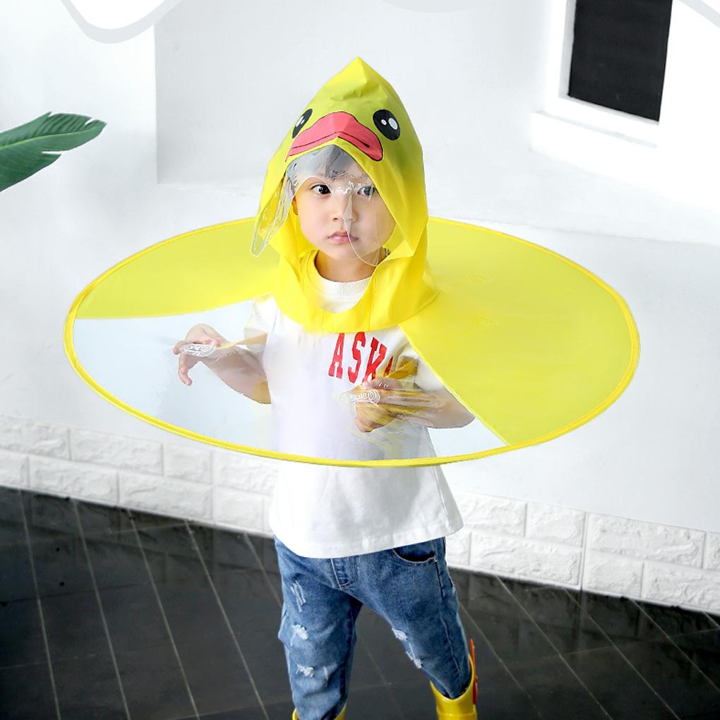 Cute Baby Foldable Cartoon Duck Rainwear Waterproof Kids Reflective Ring Rain Coat Cover Reusable Poncho Raincoats