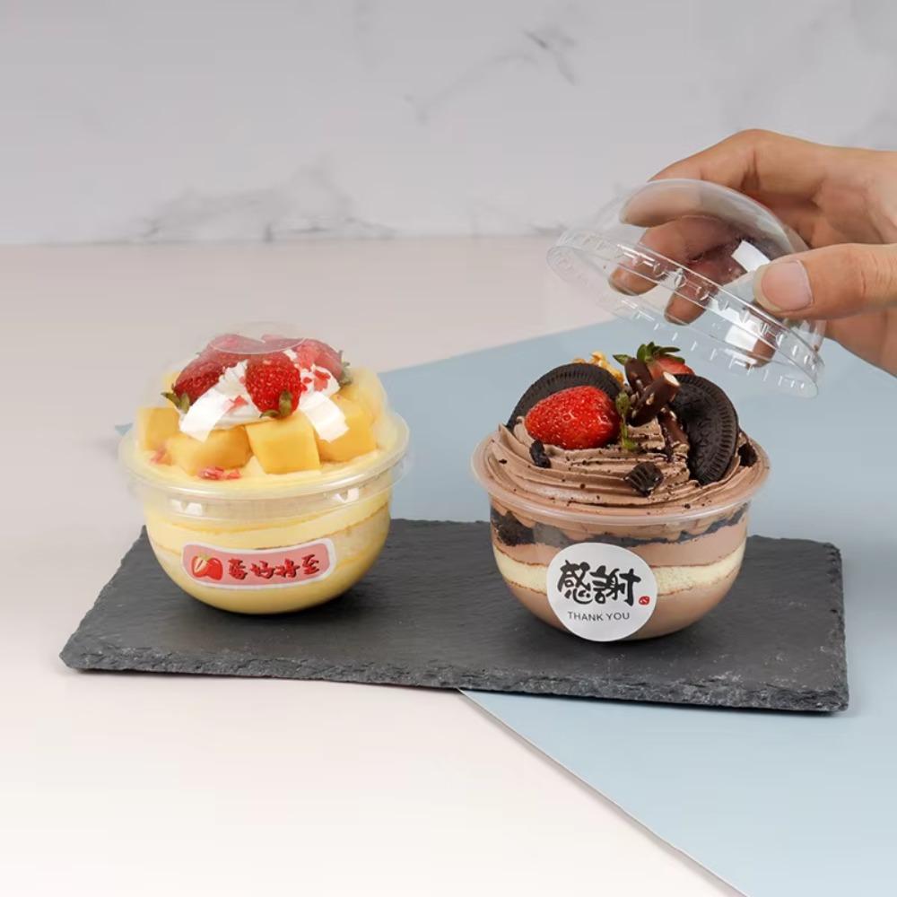50pcs 250/360/500ML Ice Cream Cup Transparent Salad Cup Drinkware Disposable Cake Cup Pudding