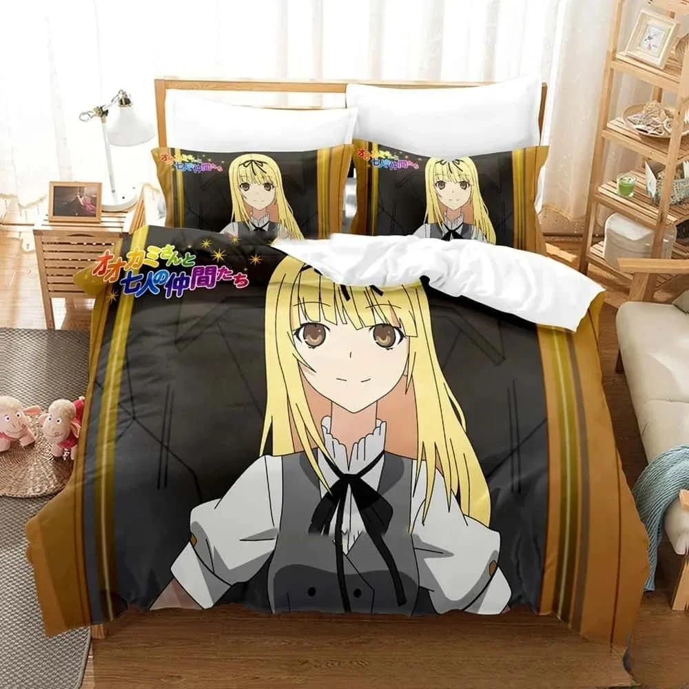 3D Anime Okami-San And Her Seven Companions Bedding Set Boys Girls Twin Queen King Size Duvet Cover Pillowcase Bed Boys Adult