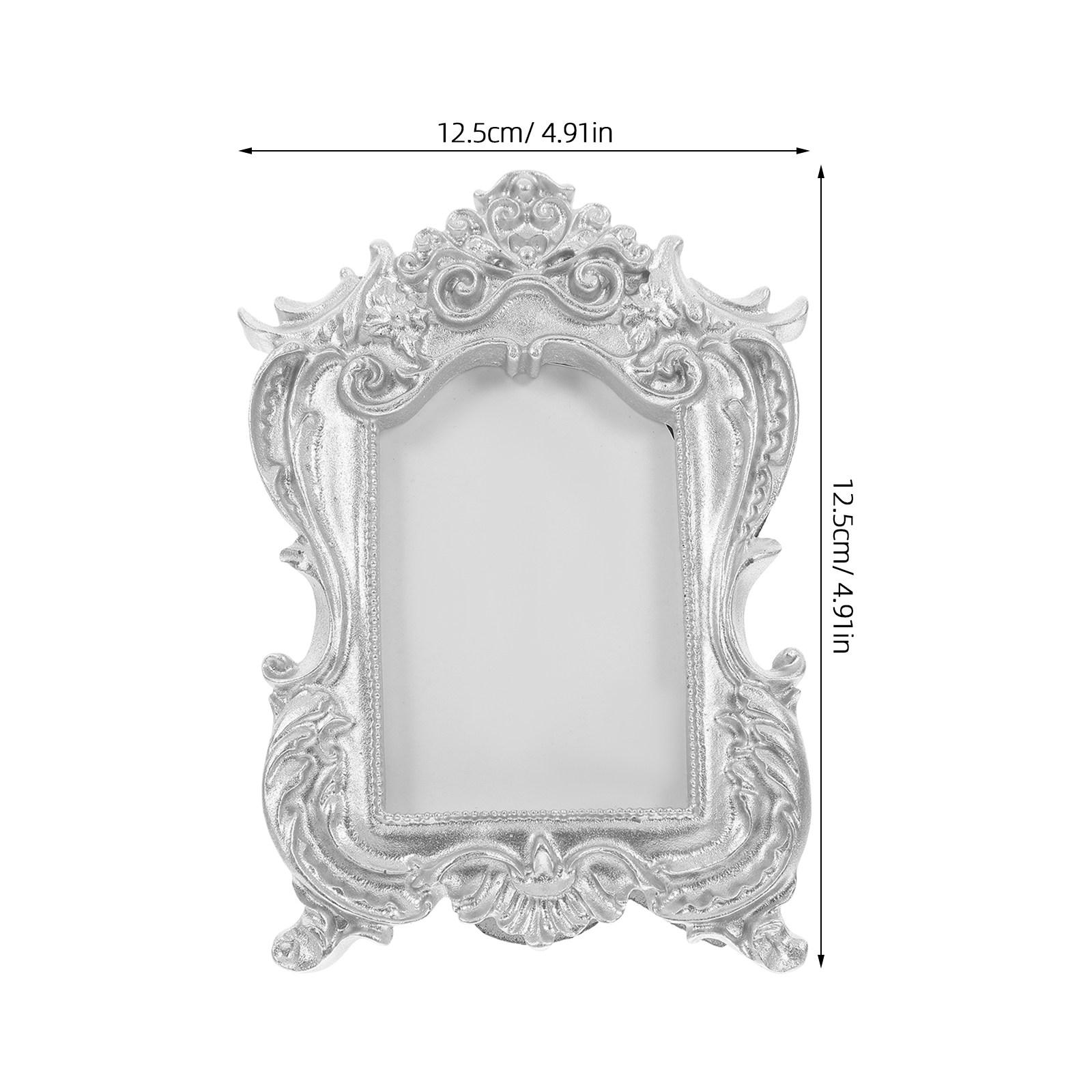 Vintage Resin Picture Frame Decorative Mini Retro Home Decor European Style Photo Holder for Tabletop Picture Frame for Home серебряный