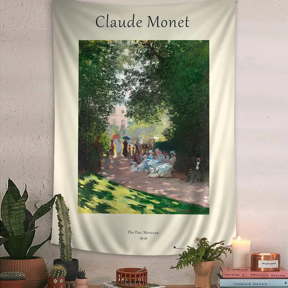 VIKAMA Artistic Style Monet Water Lilies Tapestry Bedroom Atmosphere Enhancer Living Room Wall Decor Tapestry Room Decoration