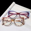 Fashion Retro Two Color Splicing Optical Spectacle Frame Women Cat Eye Plastics Frame Anti Blue Light Glasses