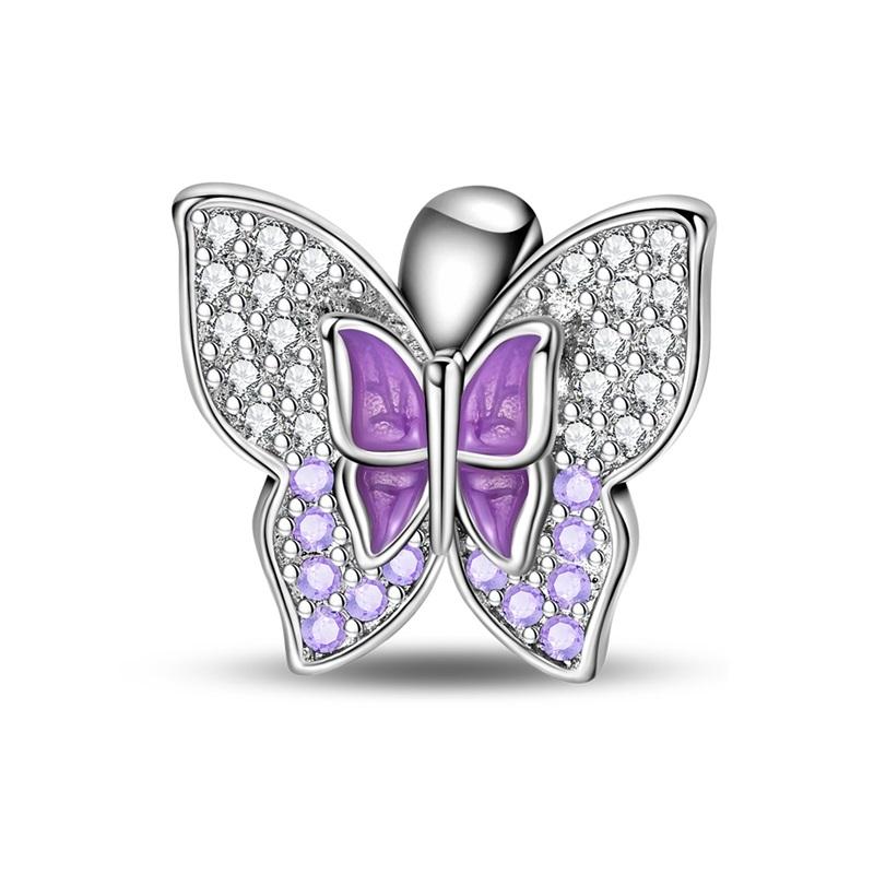 Popular Hot Butterfly Charm Bead Component Bead Components Copper Metal Flower Secure Safety Chain Dangle Designed For Authentic Original Bracelet