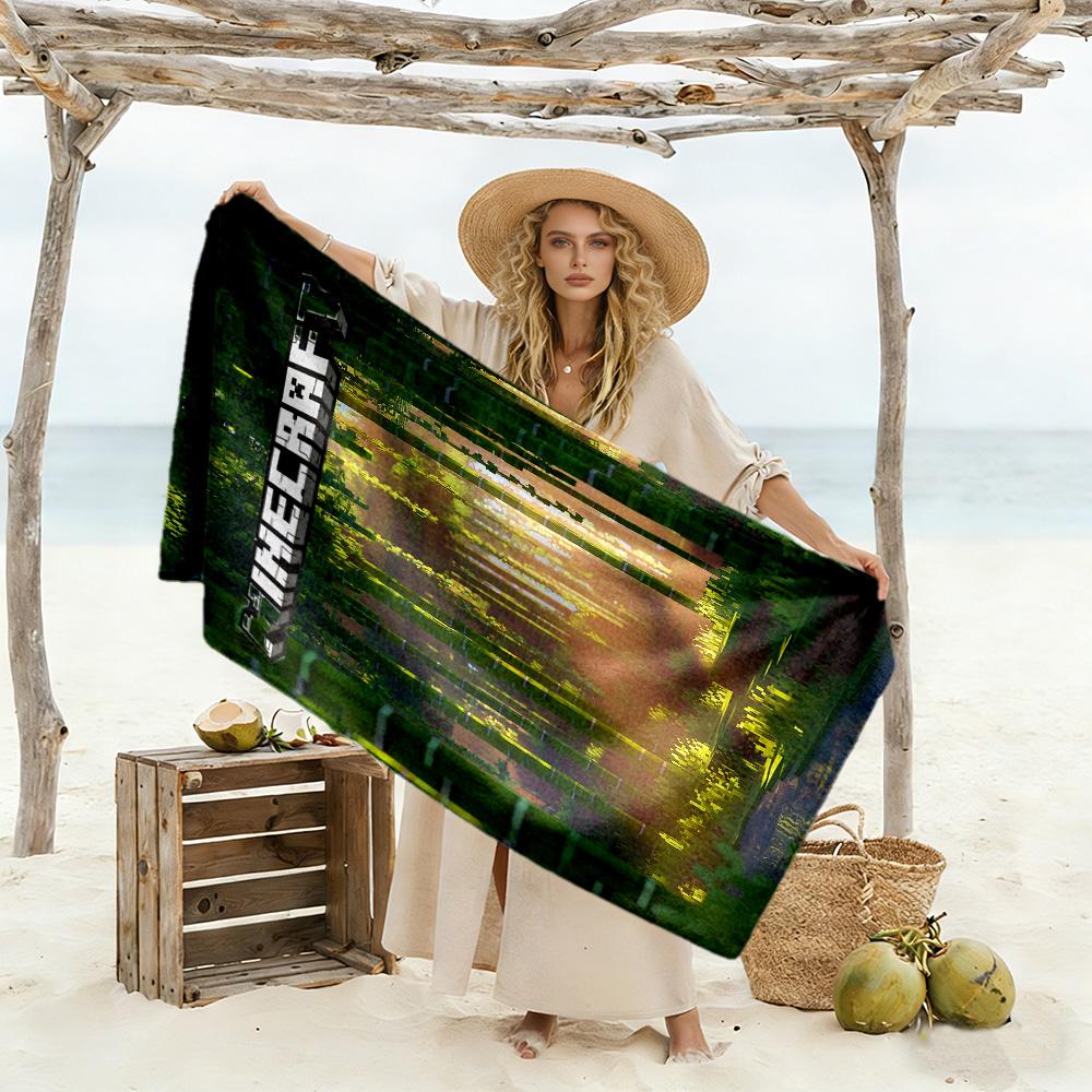 Minecraft Beach Towel Super Soft Microfiber Quickdry Fabric Comfortable Lightweight Perfect for Traveling Yoga Camping and Swimming
