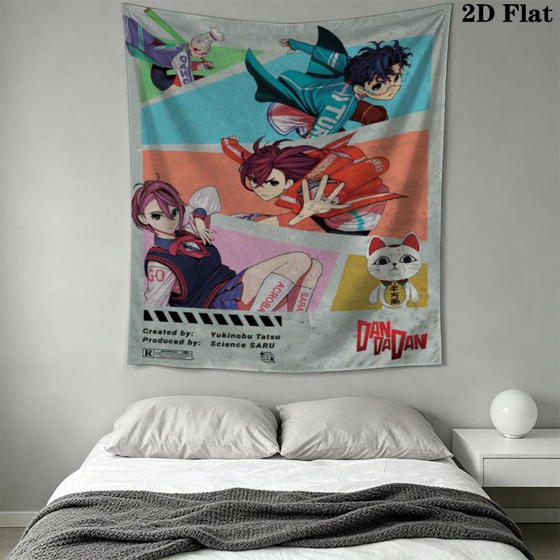 Dandadan Wall Tapestry Aesthetic Wall Hanging Printed Fabric Blanket Decorative Tapestries for Bedroom Living Room Home Decor