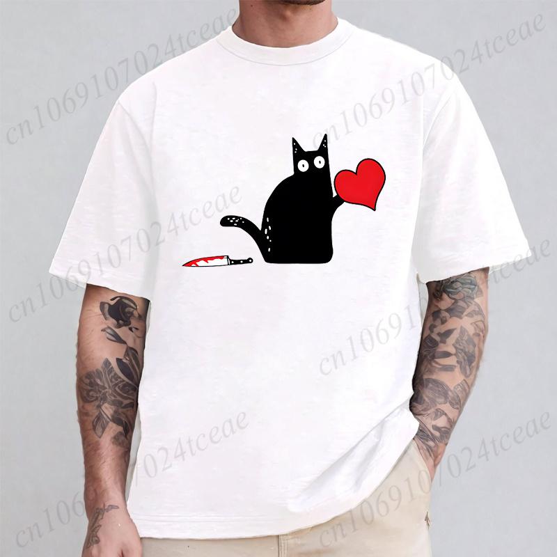 Black Cat with Knift Tee Shirt, Love Couples T Shirts, Couple Shirts, Best Couple Shirts, Lovers Shirt, Black Cat Hearts Outfits