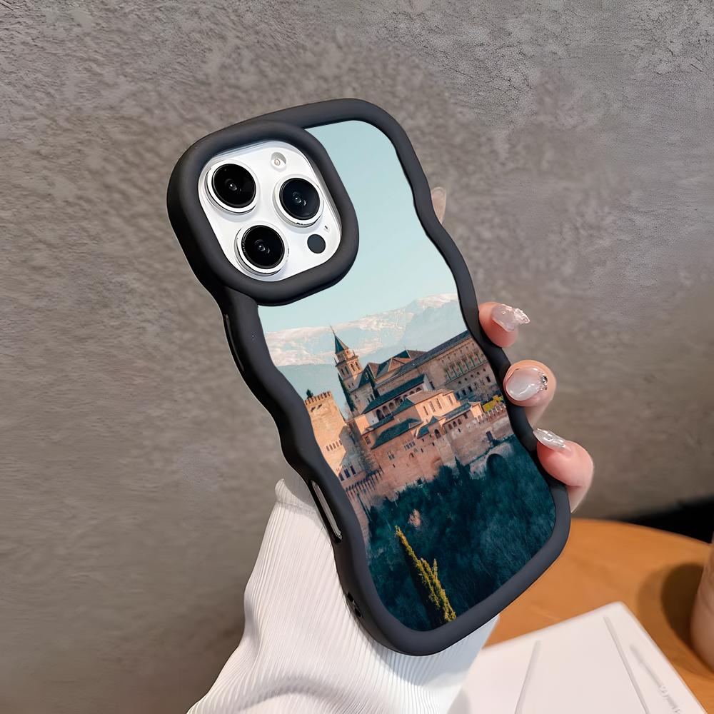 

Spain Alhambra Granada Wavy Edge TPU Mobile Phone Case for iPhone 17 16 15 14 13 12 11 Air Pro Max Plus Colorful Cover iPhone17 Pro Max