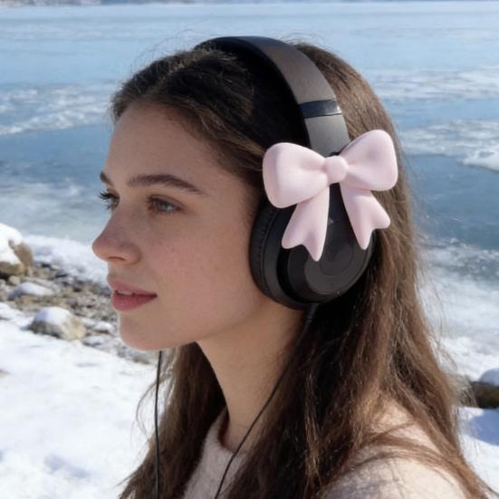 3D Bows Decor for Headphone Cute Bow Coquettish Headphone Clip Attachment Accessories Earphone Decoration for Women