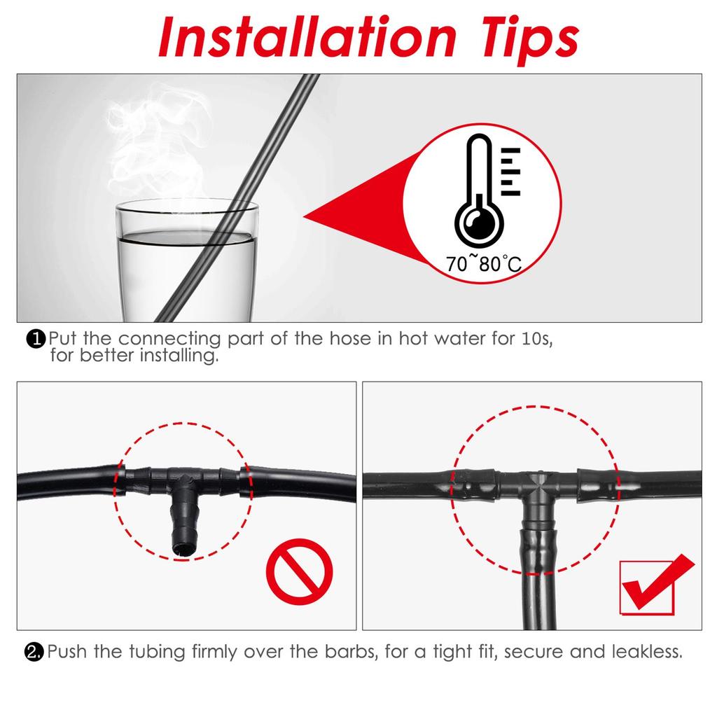 250 Pieces Irrigation Fitting Kit Drip Irrigation Barbed Connectors Compatible with 1 4 Inch Water Hose Connectors for