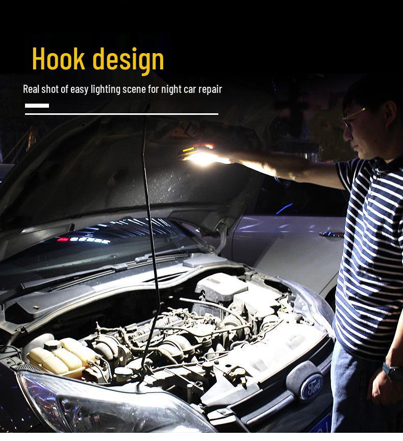 Rechargeable COB Magnetic Work Light - Multi-functional, High-Brightness Lamp for Car Repair and Camping.