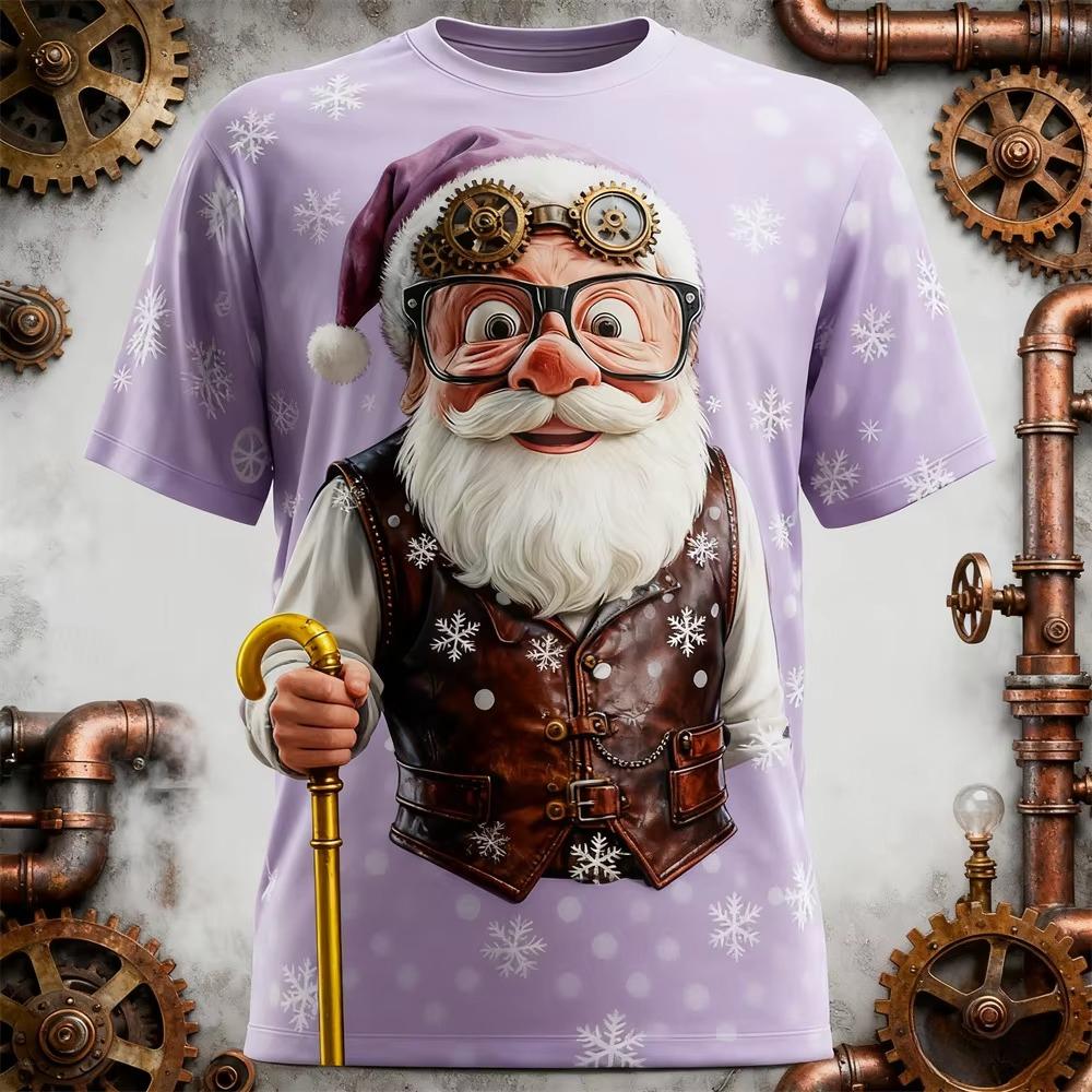 Sommer Herren Santa 3D-Druck Rundhals-T-Shirt