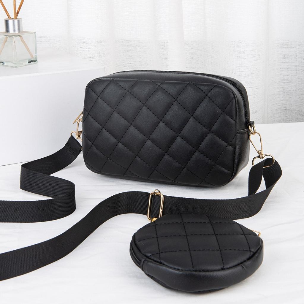 New Crossbody One-shoulder Women's Bag Trendy Zipper Rhombus Soft-faced Horizontal Square Bag
