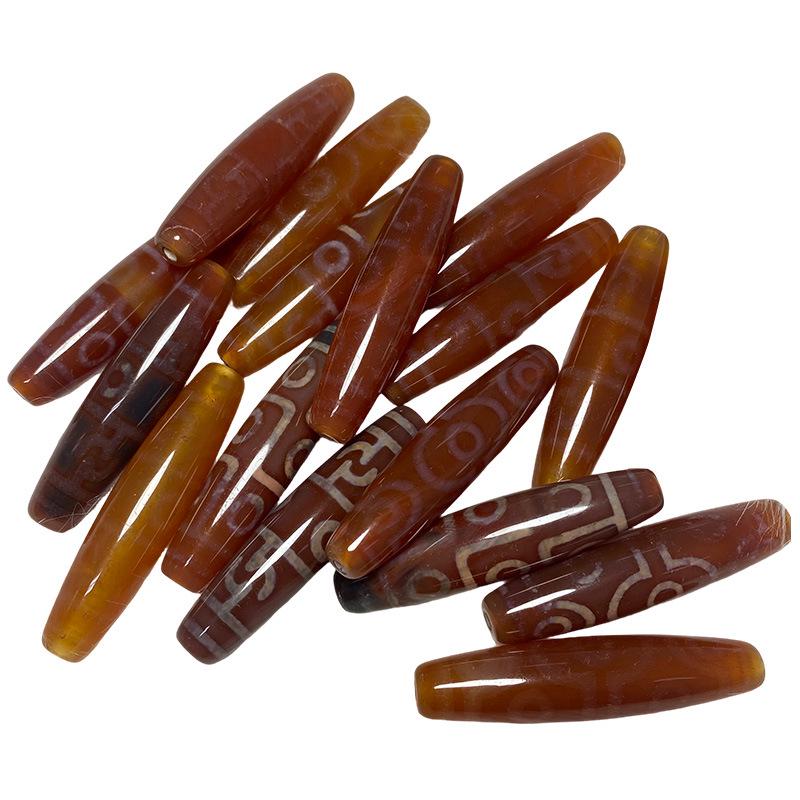 Dzi Silk-Wrapped Red Agate Yellow Pendant Clavicle Bead DIY Jewelry
