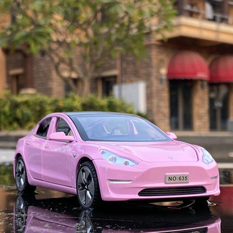 1:32 Tesla Model S Model 3 Alloy Car Model Diecast Metal Toy Car Vehicles Model Simulation Sound Light Collection Gift
