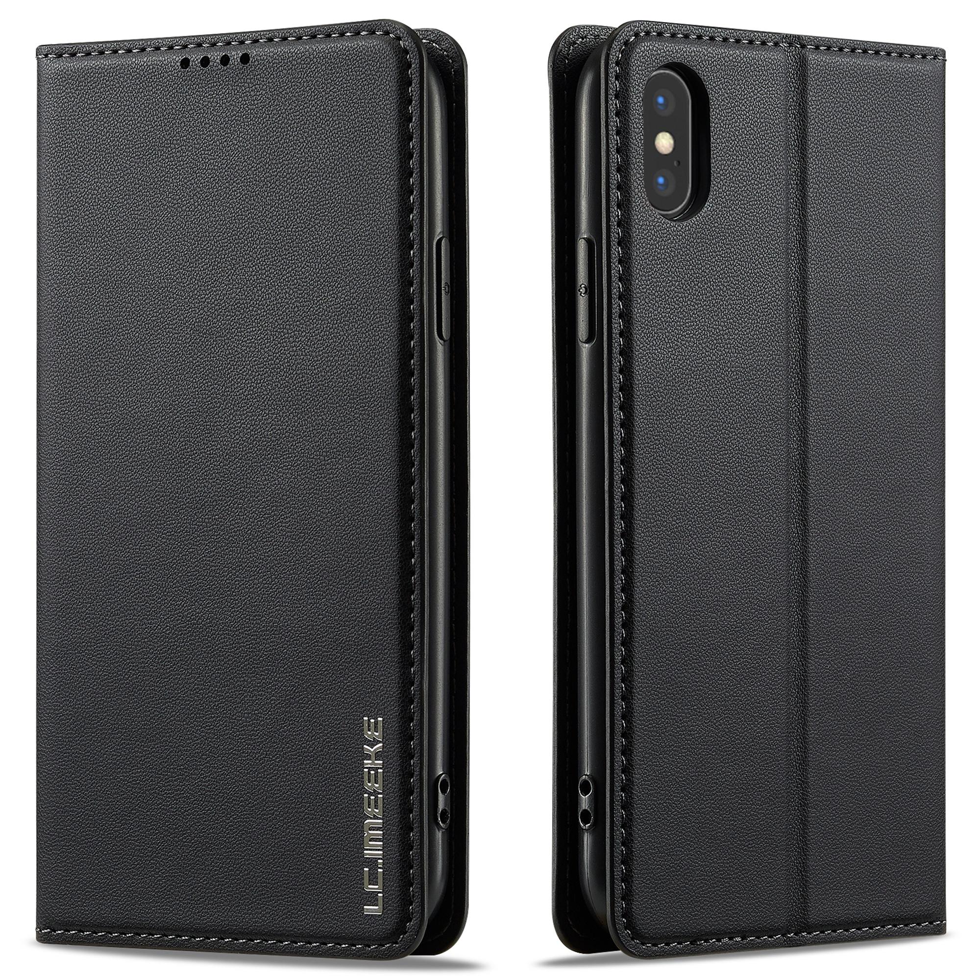 

LC.IMEEKE L1 Series for iPhone XS Max Case PU Leather Wallet Stand Protective Phone Cover Black