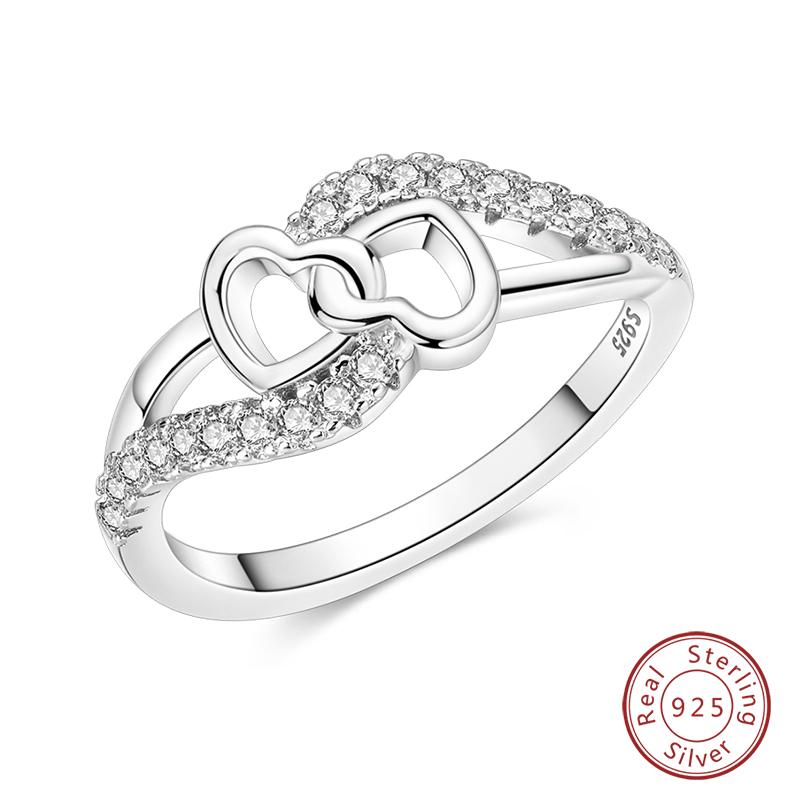 925 Silver Heart Shaped Infinite Minimalist Rings Hollow Celtic Knot Rings For Women Elegant Engagement Wedding Jewelry