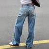 Damskor Retro Leopard Stjärna Patchwork Raka Jeans