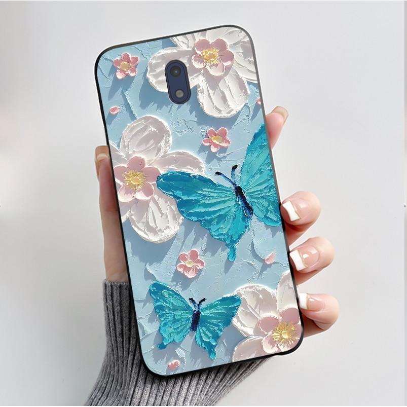 För Nokia 3 Fodral För Nokia 3.1 Fodral Lyxigt Mode Fjärilar Blommor Mjukt Smalt Svart Silikon Baksida för Nokia3 Fodral