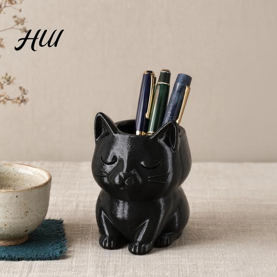 Cat Shaped Pencil Holder Pen Holder, Cute Kitty Desk Organizer for Stationery Storage, Large Healing Decor Capacity Stand Office Home, Creative