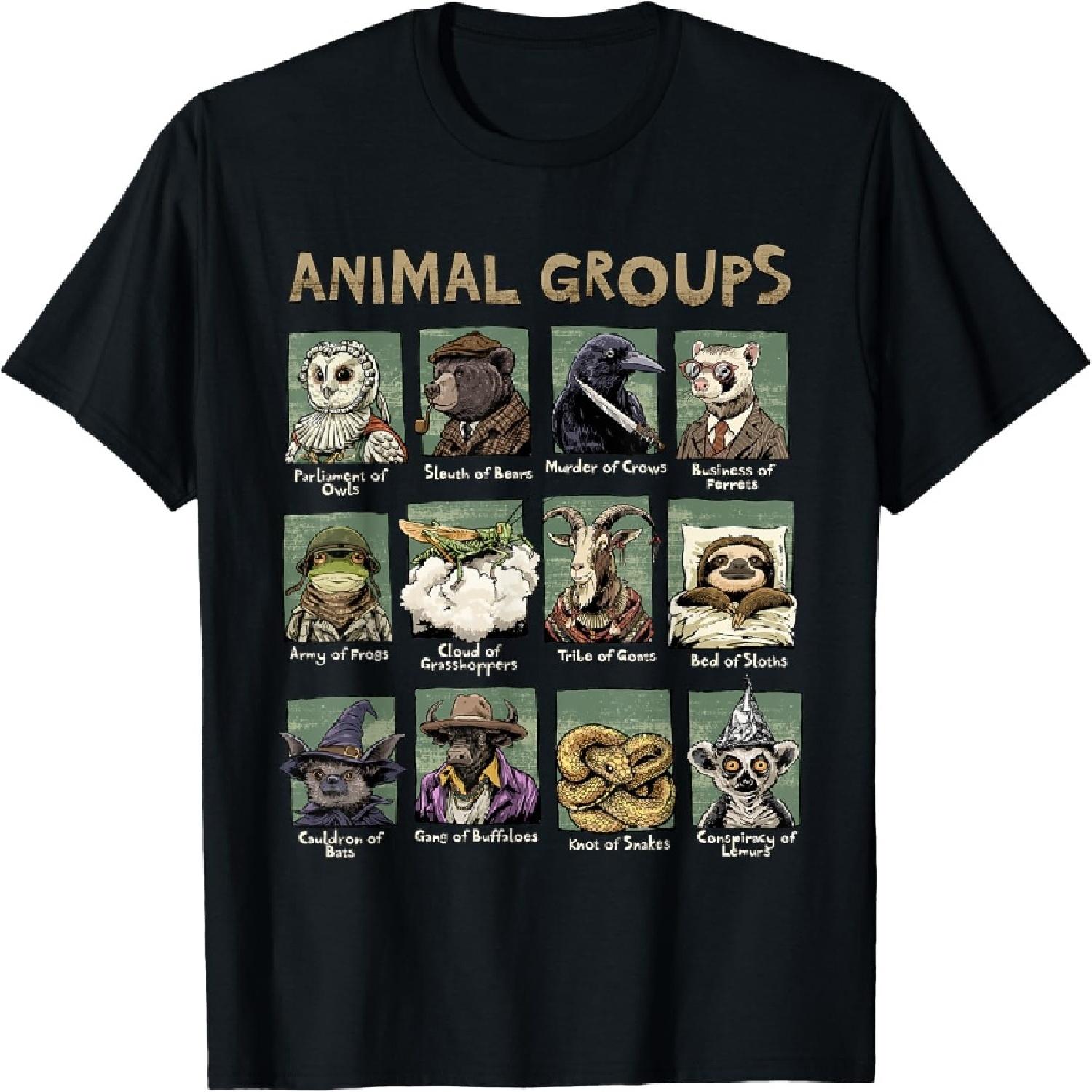 Animal Groups Unveiled - Educational Wildlife Design T-Shirt S