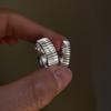 Sterling 925 Fashionable Silver Geometric Adjustable Gear Ring Ideal Couples For