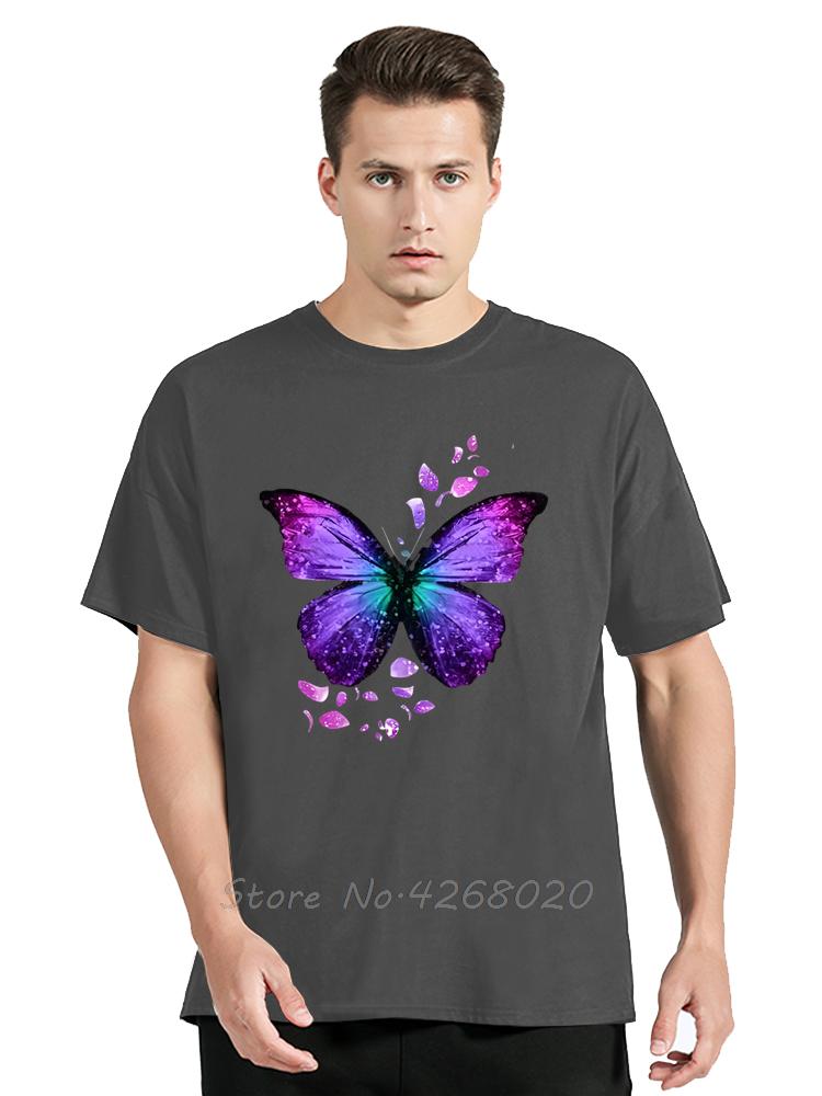 Mens Clothing Colorful Butterfly Petal Oversized Tshirt Short Sleeve Round Cotton Tshirt Cute Graphic Fitness T Shirt Female