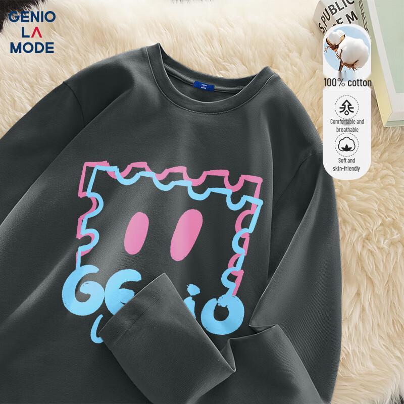 GENIOLAMODE Men's Pure Cotton Long-Sleeve Round Neck T-Shirt