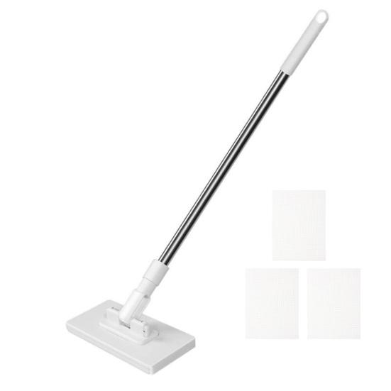 Snap Grip Mini Mop Zero Touch Cloth Change Lazy Mop Long Handle Flat Mop Locking Head with Sweeping Cloth for Wet And Dry Use Home Bathroom Cleaning