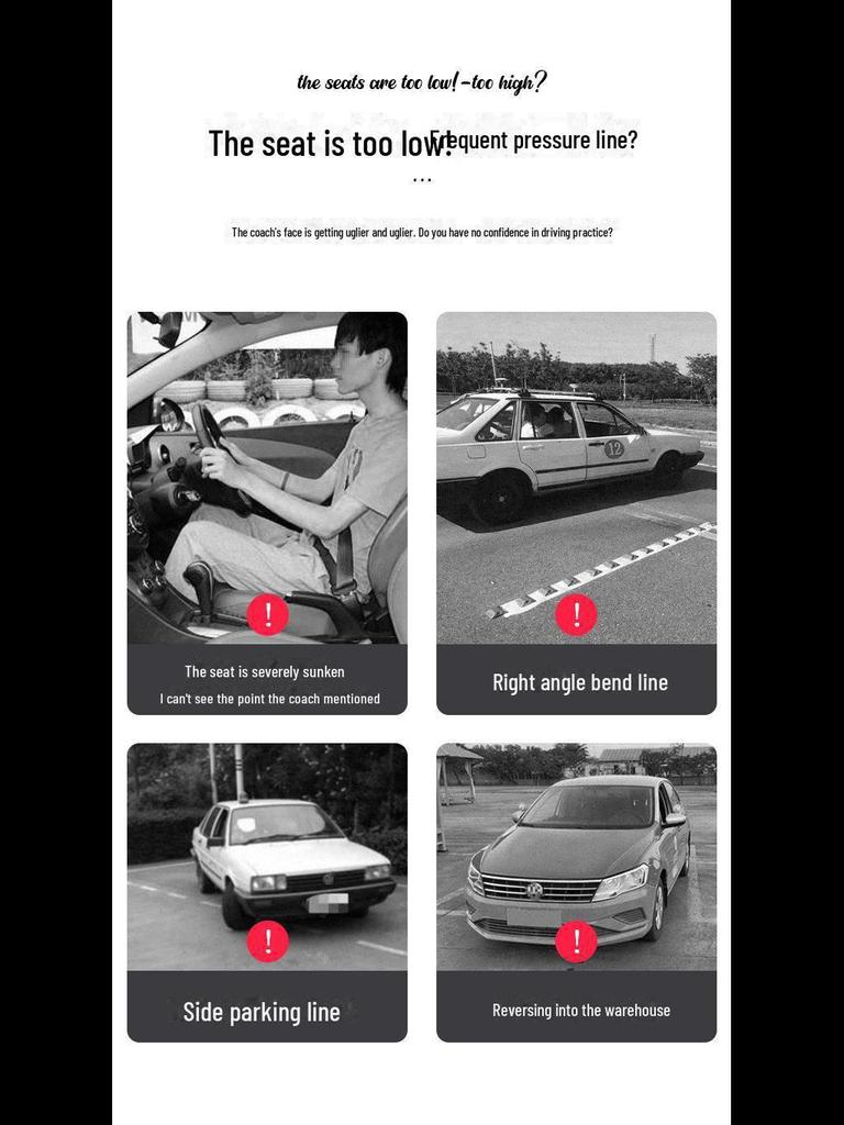 Elevated Driver's Seat Cushion for Learner Drivers - Thickened Design for Women