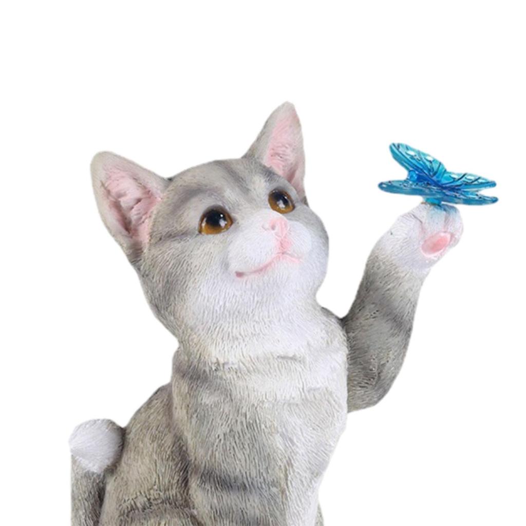 Statua kota ogrodowego zasilana energią słoneczną Wodoodporna Statuetka kotka