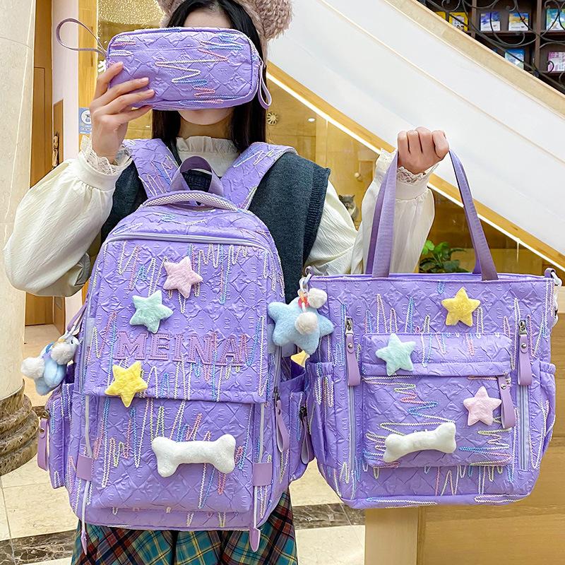 Children's schoolbag, primary school students, girls, junior high school students, two-piece set, high-value backpack, fashionable backpack.