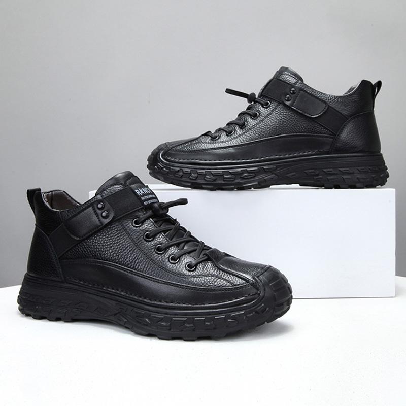 Модные мужские зимние ботинки из натуральной коровьей кожи — фото 6