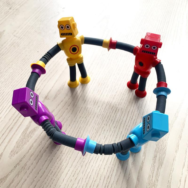 Tub elastic Robot Jucărie Puzzle Noutate Decompresie Creativ Desene Animat Ventuză Arcuri Telescopic Robot Jucării Cadouri pentru copii