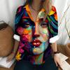 Mode Lange Mouw Shirt Dames Losse Tops Abstract Olieverf Kunst Print Kleding Feest Dames Elegant Shirt Dames Blouse
