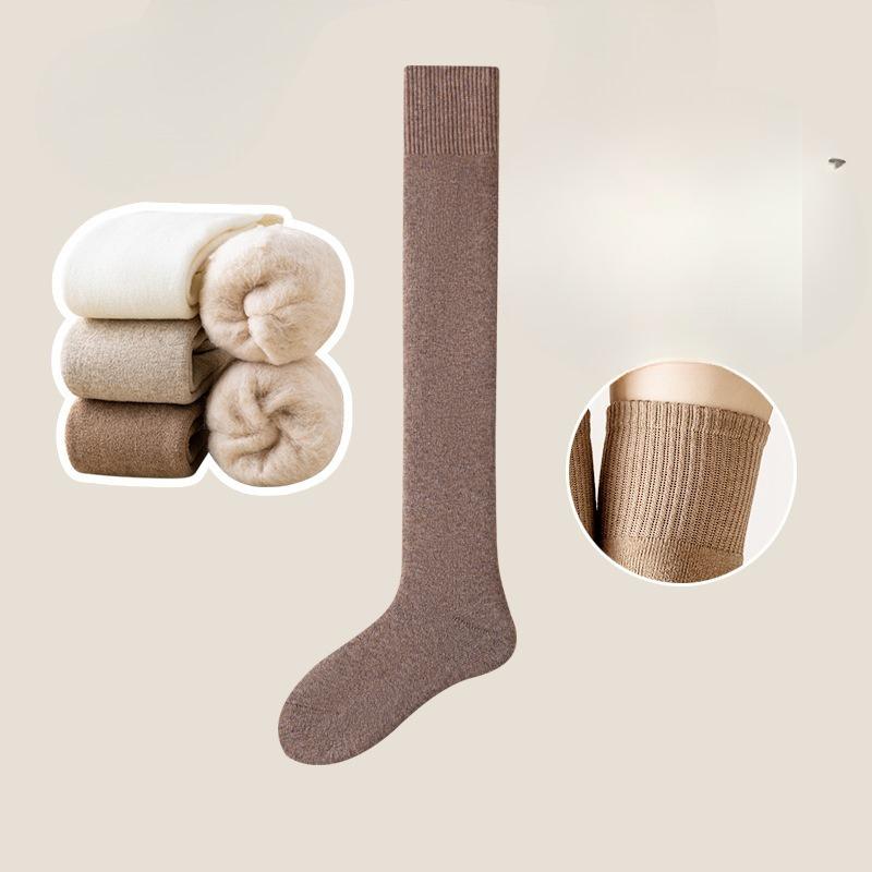 Knee-high Socks for Women, Thickened and Fleece Warm Cashmere Socks, Breathable and Sweat-absorbent High-top Thigh Loop Socks