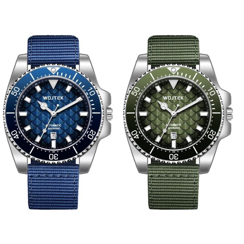 WOJTEK Calendar Automatic Mechanical Watch Men's Steel Belt Waterproof Luminous Diving Watch Fashion Business Men's Watch