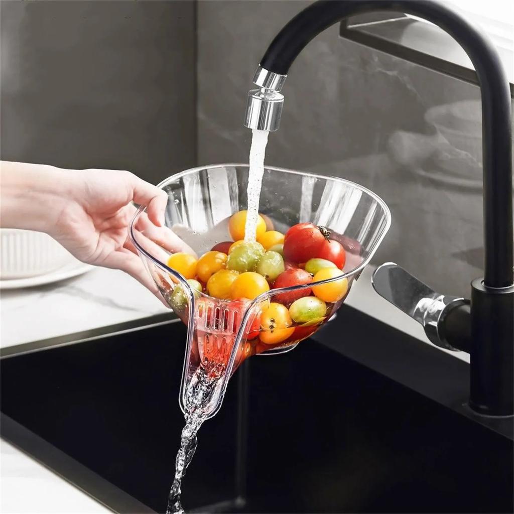 Multi-Functional Cleaning Basket Fruit Cleaning Bowl With Strainer Container Kitchen Rinser Vegetable Washing Filter Bowl 2p